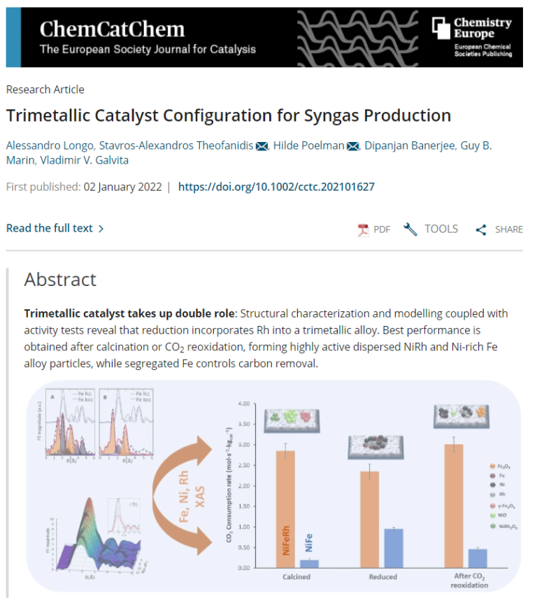 Trimetallic Catalyst Configuration for Syngas Production